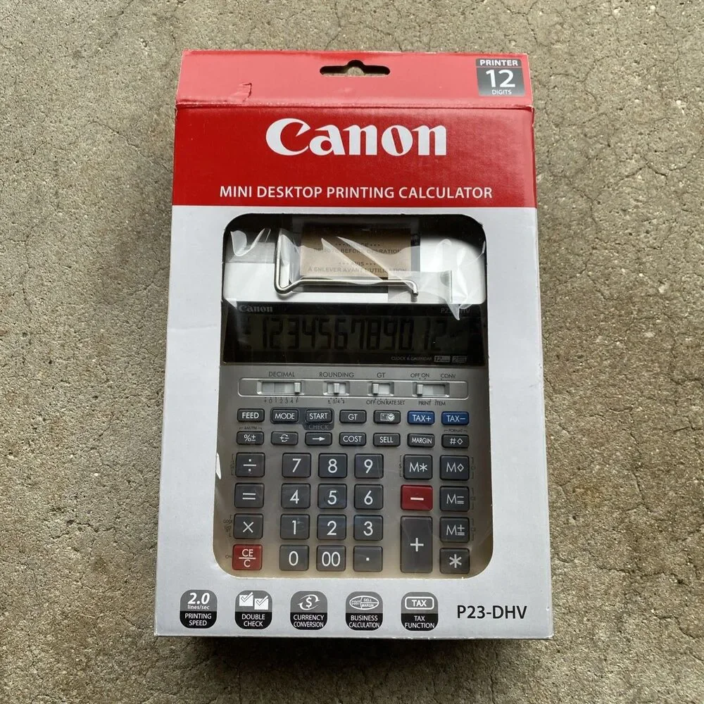 Canon P23-DHV-3 12-Digit Printing Calculator Tax Currency Double Check New